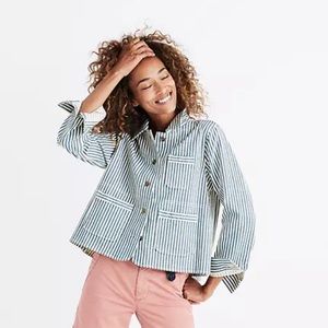 NWT Madewell Shrunken Workwear Jacket in Poppy Stripe